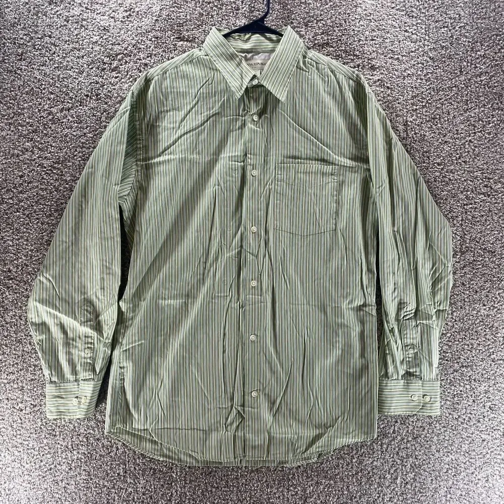 Banana Republic Shirt Adult Extra Large Green Beige Striped Button Up Casual Men